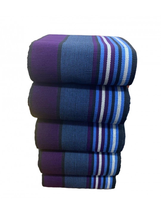 New High Quality Patterned Aso Oke Fabric | Blue | Purple